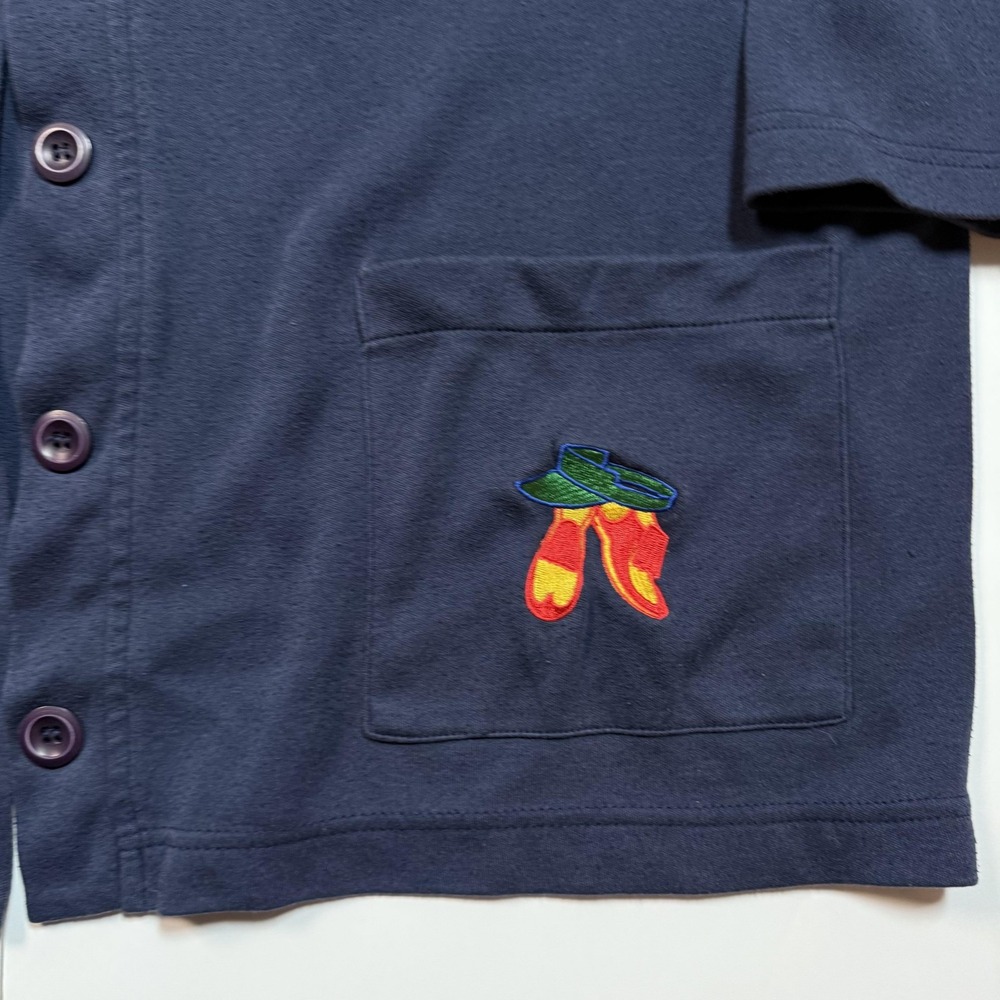 Vintage Karen Scott Sweater Cardigan Womens Large Navy Golf Embroidered 90s - Picture 3 of 7